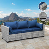 Rattaner Outdoor Furniture Outdoor Couch Grey Wicker Patio Furniture 3-seat Sofa Deep Seat Hight Backrest with - Photo 4