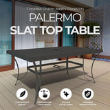Four Seasons Courtyard Palermo Slat Top Table with Aluminum and Powder Coated Frame and Umbrella Hole for Outdoor - Photo 4