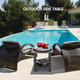 2 Tier Outdoor Side Table with Wood-Like Grain, 16.6" HDPE Adirondack Table Patio Side Table - Photo 2