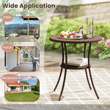 Tangkula 25 inch Patio Wicker Coffee Table Outdoor Backyard Lawn Balcony Pool Round Tempered Glass Top Rattan Steel - Photo 9