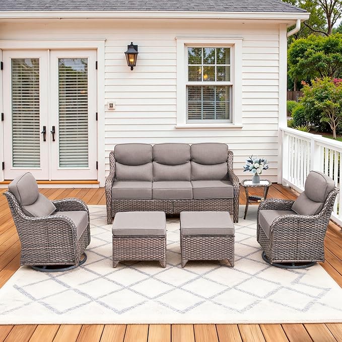 Luxury High Back Patio Furniture Set with 6-Inch Thick Cushions - Photo 1