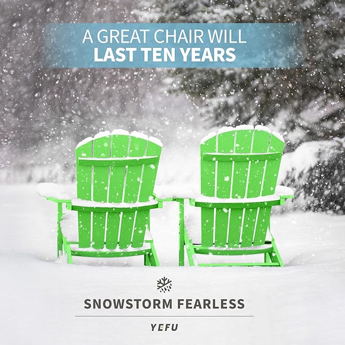 YEFU Adirondack Chairs Set of 2 Plastic Weather Resistant, Outdoor Chairs 5 Steps Easy Installation for Outdoor, Patio, Campfire (Lime)