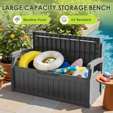 Greesum 80 Gallon Outdoor Storage Bench, Resin Patio Furniture with Armrest, Waterproof and UV-Resistant - Photo 6