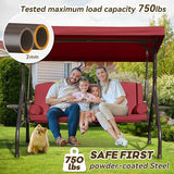 3 in 1 Outdoor Porch Swing with Adjustable Canopy, 3 Seat Outdoor Swing for Adults - Photo 2