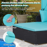 ORALNER Outdoor Daybed, 2-Person Wicker Patio Sofa with Retractable Canopy, Cushions & Pillows, 2 Side Trays - Photo 5