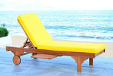 SAFAVIEH Outdoor Collection Newport Natural/ Yellow Cushion Built-in Side Table Adjustable Chaise Lounge Chair - Photo 9
