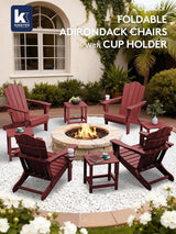 KINGYES Folding Adirondack Chair Set of 4, HDPE All-Weather Patio Chairs with Cup Holder - Photo 2