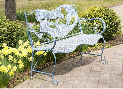 Evergreen Garden Mermaid Garden Bench Outdoors & Indoors | Cast Iron Metal Patio Bench | Outdoor Seating Furniture | Seats for Park, Porch, Deck, Yard