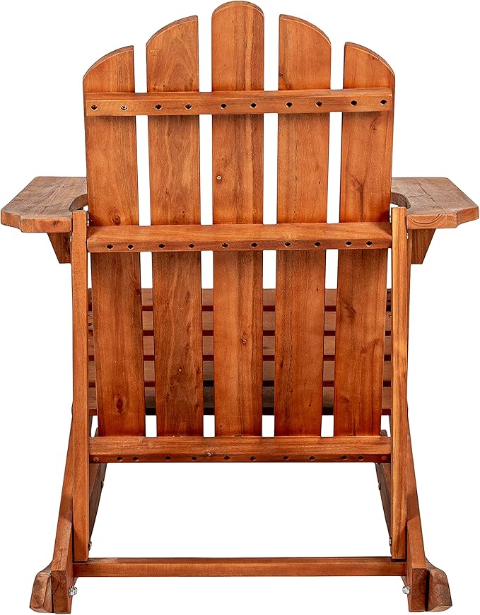JONATHAN Y PAT1000A Kiawah Outdoor Patio Classic Acacia Wood Adirondack Rocking Chair for Garden, Lawn, Backyard, Pool, Deck, Beach, Firepit, Light Brown