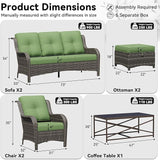 7 Piece Outdoor Wicker Patio Furniture Set, Patio Chairs Set with Thickened Olefin Cushions, High Back and Deep Seating - Photo 2