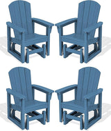 SERWALL Outdoor Glider Chair Set of 4, HDPE Wood-Like Patio Glider Rocker All-Weather Porch Glider for Outside, Blue - Photo 1
