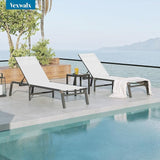 Foldable Lounge Chair Outdoor, Aluminum Pool Lounge Chairs with 5 Positions Recliner - No Assembly - Patio Chaise - Photo 2