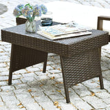 GOFLAME Wicker Table Patio Outdoor Poolside Garden Lawn Bistro Foldable Portable Leisure Standing Coffee Side Table - Photo 1