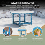 WestinTrends Malibu Low Outdoor HDPE Round Patio Coffee Table, Pacific Blue - Photo 3