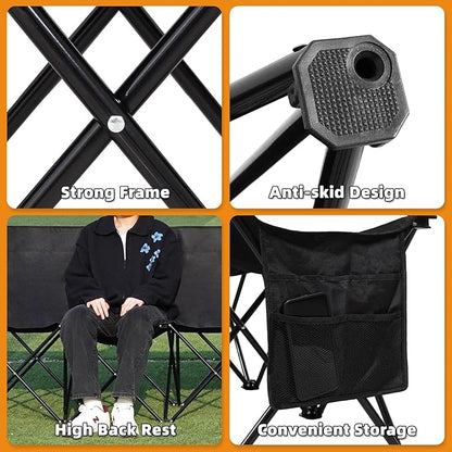 G GOOD GAIN Portable Soccer Bench - Team Bench Soccer 4 Seats with Bag, Sideline Folding Bench, Folded Chair Seating 4 for Football Camp Outdoor Sport Events, Team Chairs for Adults, Black