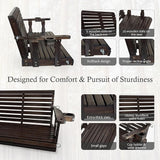 Fortune Candy Wooden Porch Swing 3-Seater, High Backrest and Deep Seat, Bench Swing with Cupholders - Photo 5