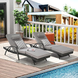KEIKI Wicker Outdoor Chaise Lounge Chairs Set of 2 for Patio & Pool Side with 5-Level Adjustable Backrest and Cushions - Photo 3
