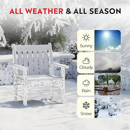 Costaelm Outdoor Dining Chairs with Arms Set of 2, Patio HDPE Garden Dining Table Chair, Poly Lumber Waterproof Restaurant Bistro Farmhouse Chairs for Outside Porch Backyard, White