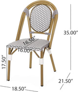 Christopher Knight Home Gwendolyn Outdoor French Bistro Chairs (Set of 2), Gray + White + Bamboo Print Finish - Photo 3