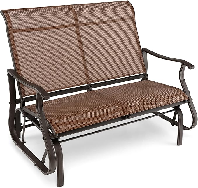 Giantex Outdoor Glider Bench Chair - Extra-Large 2 Person Loveseat with Breathable Fabric, Steel Frame - Photo 1