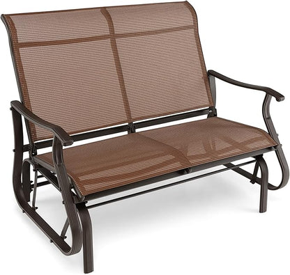Giantex Outdoor Glider Bench Chair - Extra-Large 2 Person Loveseat with Breathable Fabric, Steel Frame, 660lbs Weight Capacity Swing Chair for Lawn, Yard, Poolside, Garden, Patio Swing Glider Chair