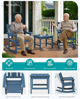 SERWALL Outdoor Rocking Chairs Set of 2 with Side Table, All-Weather HDPE 3 Piece Patio Furniture Set - Photo 7