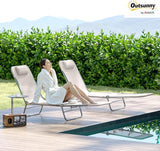 Outsunny 2 Piece Folding Chaise Lounge Chairs, Pool Sun Tanning Chairs with Reclining Back, Breathable Mesh Seat - Photo 2