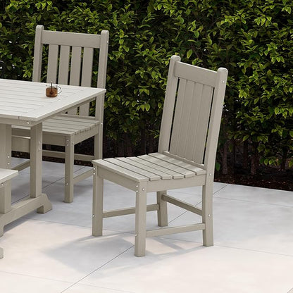Costaelm Armless Outdoor Chair, Patio Adirondack Chair, HDPE Poly Lumber Waterproof Restaurant Bistro Kitchen Dining Chair for Outside Porch Backyard Garden, Sand