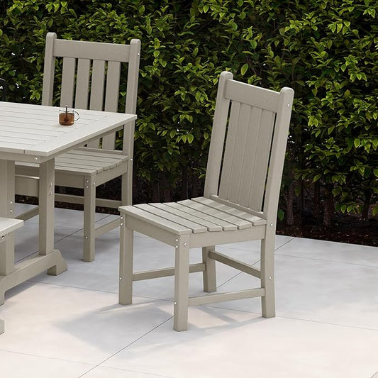 Costaelm Armless Outdoor Chair, Patio Adirondack Chair, HDPE Poly Lumber Waterproof Restaurant Bistro Kitchen Dining Chair for Outside Porch Backyard Garden, Sand