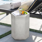 COSIEST Concrete Accent Table, Hexagon Patio Side Table 14.5''Wx20''H, Modular Design Indoor Outdoor End Table - Photo 1
