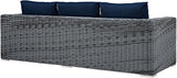 Modway EEI-1874-GRY-NAV Summon Wicker Rattan Outdoor Patio Sofa with Sunbrella Fabric Cushions, Canvas Navy - Photo 6