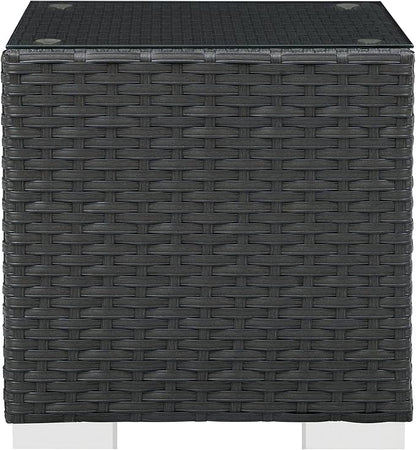 Modway Sojourn Wicker Rattan Outdoor Patio Side End Table in Chocolate
