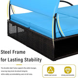 Outdoor Double Chaise Lounge with Adjustable Backrest and Sun Canopy - Photo 7