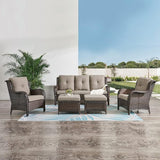 HUMMUH Outdoor Wicker Patio Chairs Set of 2 PE Rattan Patio Seating Chairs High Back Curved Armrest Porch Chairs with 4 - Photo 6