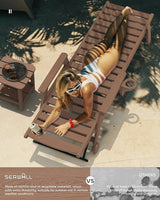 SERWALL Patio Chaise Lounge Chair Set of 2 with 9FT Patio Umbrella, 78'' HDPE Outdoor Lounger - Photo 2