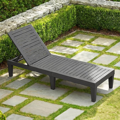 Giantex Lounge Chair, Outdoor Sun Tanning Chair with 5-Position Adjustable Backrest, Lightweight Design, Weather-Proof and Rust-Resistant, Pool Lounger for Patio, Beach, Balcony, Poolside (2, Gray)