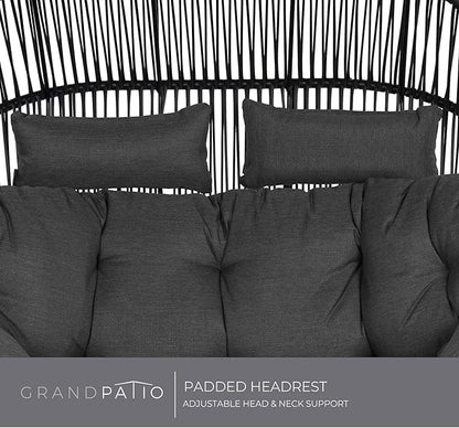 Grand patio Outdoor Modern 2-Seat Wicker Egg Chair with Cushion, Stationary Patio Loveseat Accent Chair, Grey