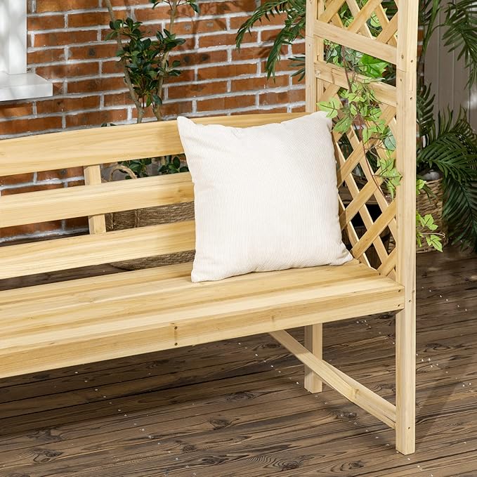 Outsunny Patio Garden Bench Arbor Arch with Pergola and 2 Trellises - Photo 9