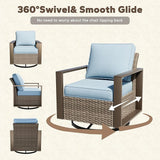 Outdoor Swivel Patio Metal Chairs Set of 2 - Porch Furniture 2 Pieces 360 Degree Glider Rockers Rattan Chairs with - Photo 4
