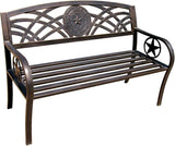 Leigh Country Texas State Seal Metal Bench, Outdoor Decorative Patio Seating for Porch/Deck - Photo 5