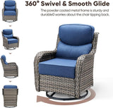 Swivel Patio Chairs sofa Set of 4 with 6" Thick Cushion - Wicker Outdoor Swivel Rocker Patio Chair ,Sofa/Glass coffee - Photo 5