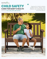 SERWALL Outdoor Bench, HDPE Outdoor Benches Weatherproof, 2-Person Garden Bench with 660 lbs Weight Capacity - Photo 6
