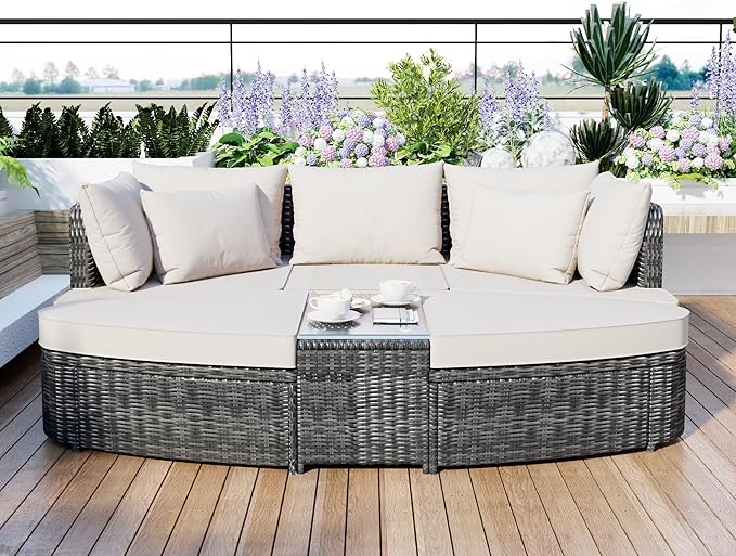 Quarte 6-Piece Patio Outdoor Conversation Round Sofa Set - Photo 1