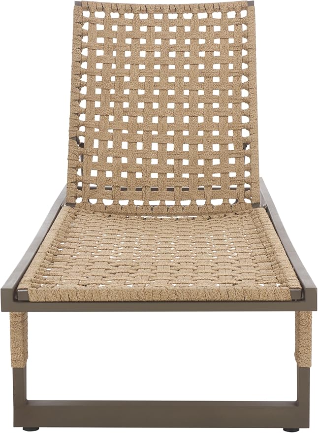 SAFAVIEH Outdoor Patio Furniture Collection - Arthur Grey & Heather Tan Woven Rope Chaise Lounge Chair - Photo 1