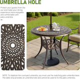 Outvita Patio Side Table, 35.4in Outdoor Round Cast Aluminum Bistro Table with Umbrella Hole and Antique Design for - Photo 6