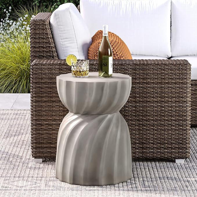 COSIEST Outdoor Side Table, Concrete Accent Side Table, Patio Side Tables End Table - Photo 5