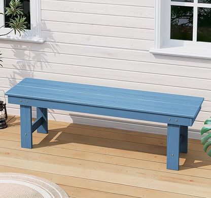 SERWALL 2-Person Outdoor Bench Backless, HDPE Outdoor Benches Weatherproof, 700 Lbs Weight Capacity, Poly Lumber Patio Furniture for Garden, Porch and Park, Navy