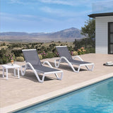 PURPLE LEAF Patio Chaise Lounge Chair Set of 3 Outside Aluminum Plastic Stackable Tanning Chairs with Armrests and Side - Photo 3