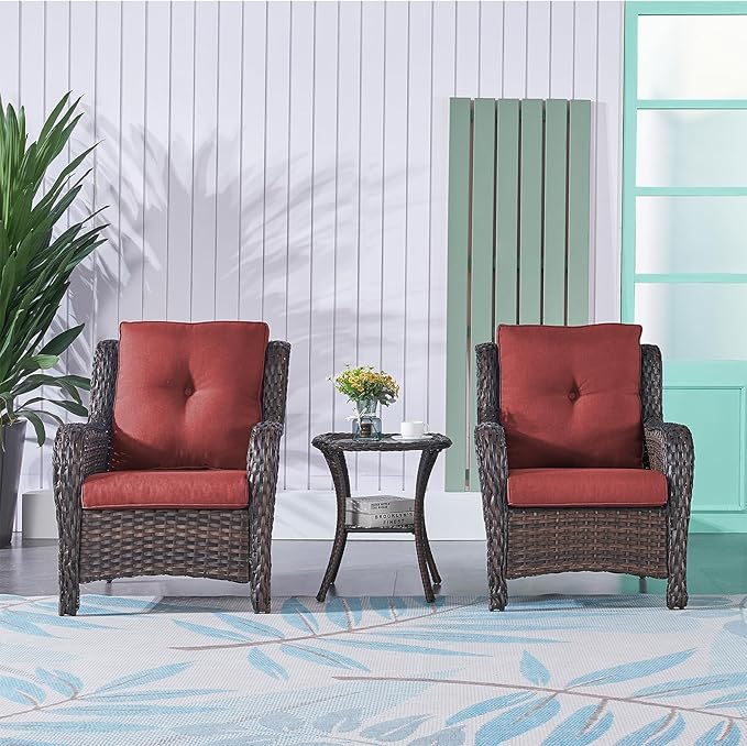 Rilyson Patio Furniture Chairs Outdoor Chair - 2 Piece Wicker Rattan Chairs Set with High Back and Deep Seating for - Photo 2