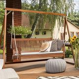 Tangkula 2 Person Hanging Porch Swing, Outdoor Bench Swing with Hanging Ropes, High Back, Cozy Armrests - Photo 2